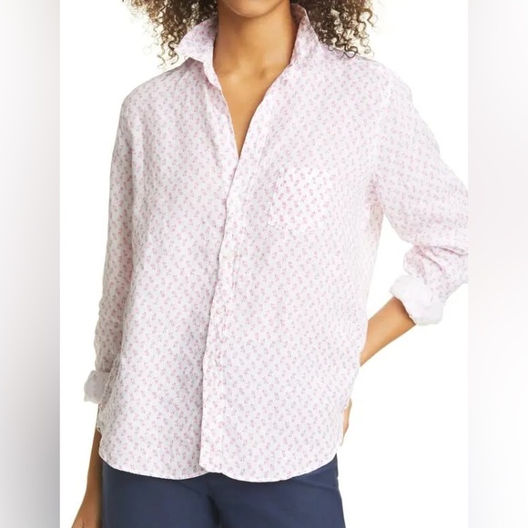 Frank & Eileen Tops - NWOT Frank & Eileen Linen Button-Up Shirt - Pink Pineapple Linen Size Small Z527
